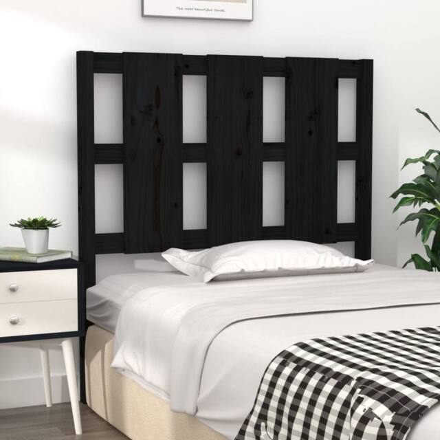 Berkfield Home Beautiful Bed Headboard Black 95.5x4x100 cm Solid Wood Pine - image 1