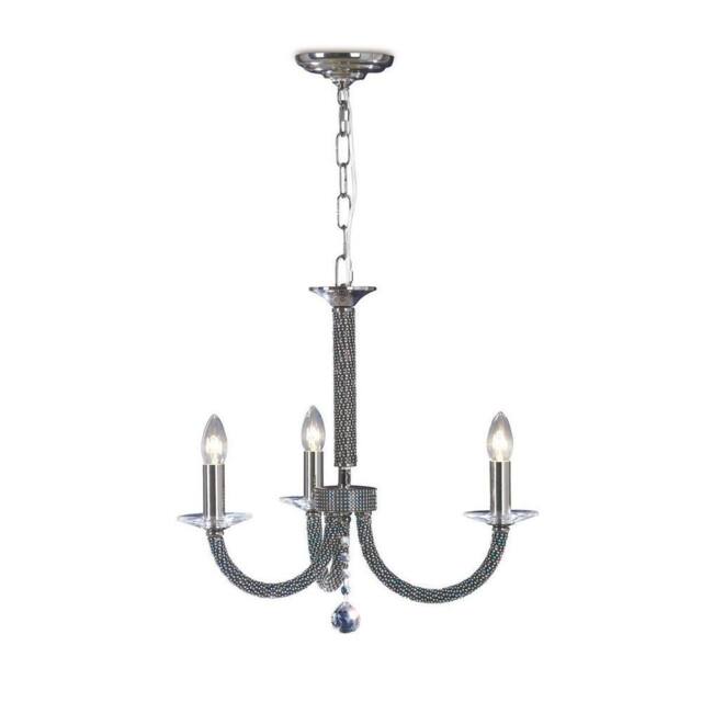 Netlighting Elena Ceiling Pendant Chandelier 3 Light Black Chrome Crystal - image 1