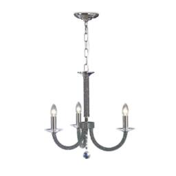 Netlighting Elena Ceiling Pendant Chandelier 3 Light Black Chrome Crystal
