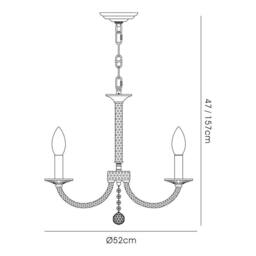 Netlighting Elena Ceiling Pendant Chandelier 3 Light Black Chrome Crystal - thumbnail 3