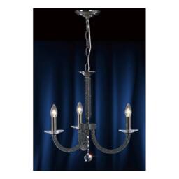 Netlighting Elena Ceiling Pendant Chandelier 3 Light Black Chrome Crystal - thumbnail 2