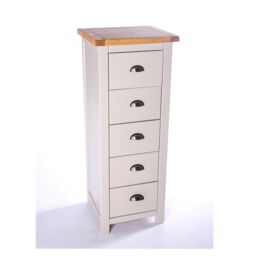 Cabinet Bits Argenta 5 Drawer Narrow Chest of Drawers Chrome Cup Handle in Light Grey - thumbnail 3