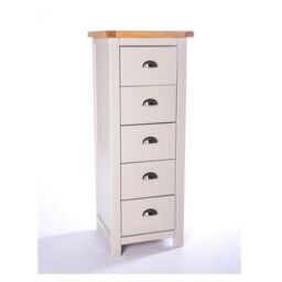 Cabinet Bits Argenta 5 Drawer Narrow Chest of Drawers Chrome Cup Handle in Light Grey - thumbnail 2