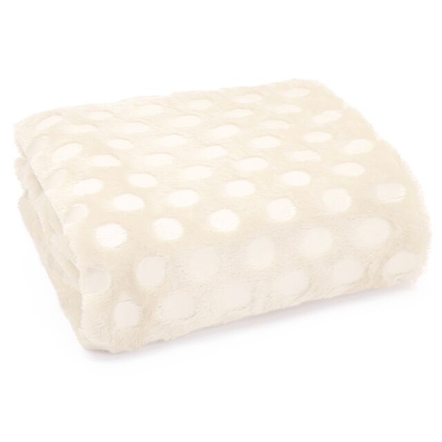 Velosso Plush Popcorn Effect Throw Blanket - Faux Fur Cosy Blanket in Cream - Size: 125 cm x 150 cm