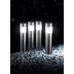 Marco Paul Set of 4 35cm Bollard Solar Lights Outdoor Stainless Steel in White - thumbnail 3