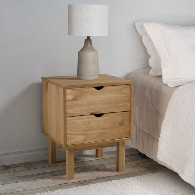 Berkfield Home Bedside Cabinet OTTA 46x39.5x57 cm Solid Wood Pine in Brown - image 1