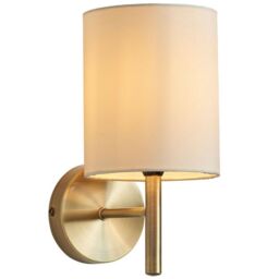Loops Dimmable LED Wall Light Antique Brass & Cream Shade Modern Lounge Lamp Lighting in Metallics