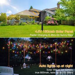 Ollny Solar String Lights 12m 100LEDs IP44 8 Modes Garden Solar Lights Auto on/off in Black - thumbnail 4