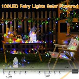 Ollny Solar String Lights 12m 100LEDs IP44 8 Modes Garden Solar Lights Auto on/off in Black - thumbnail 3