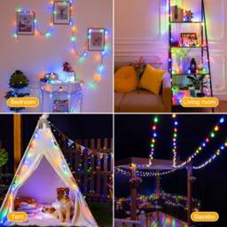 Ollny Solar String Lights 12m 100LEDs IP44 8 Modes Garden Solar Lights Auto on/off in Black - thumbnail 7