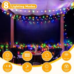 Ollny Solar String Lights 12m 100LEDs IP44 8 Modes Garden Solar Lights Auto on/off in Black - thumbnail 6