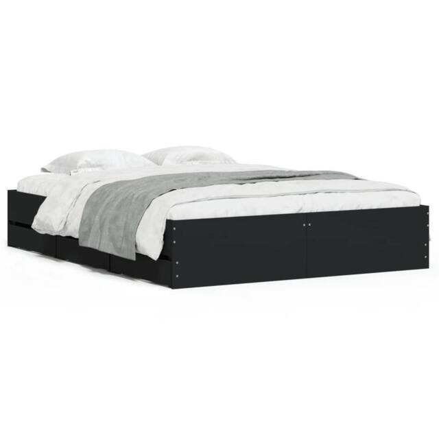 Berkfield Home Bed Frame with Drawers without Mattress Black 150x200 cm King Size - image 1