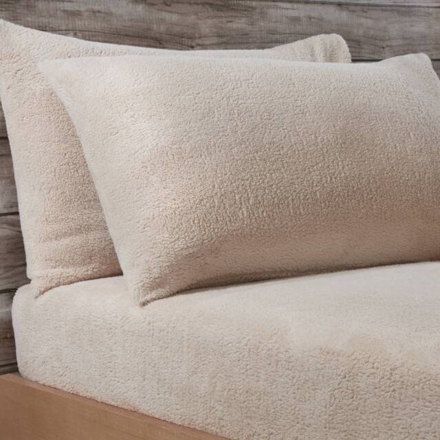 Smart Living Teddy Fleece Warm & Cosy Housewife Pillowcase Pair in Natural - Size: Standard Pillow Case - image 1