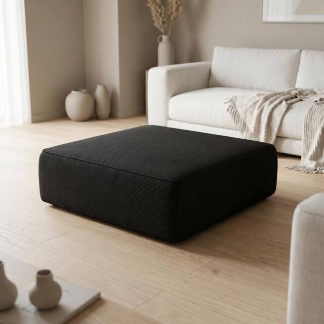 Abakus Direct Tokyo Footstool Basket Weave Fabric in Black - image 1