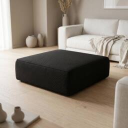 Abakus Direct Tokyo Footstool Basket Weave Fabric in Black - thumbnail 1