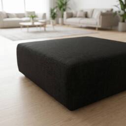 Abakus Direct Tokyo Footstool Basket Weave Fabric in Black - thumbnail 3