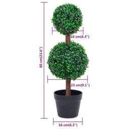 Berkfield Home Artificial Boxwood Plant with Pot Ball Shaped Green 60 cm - thumbnail 5