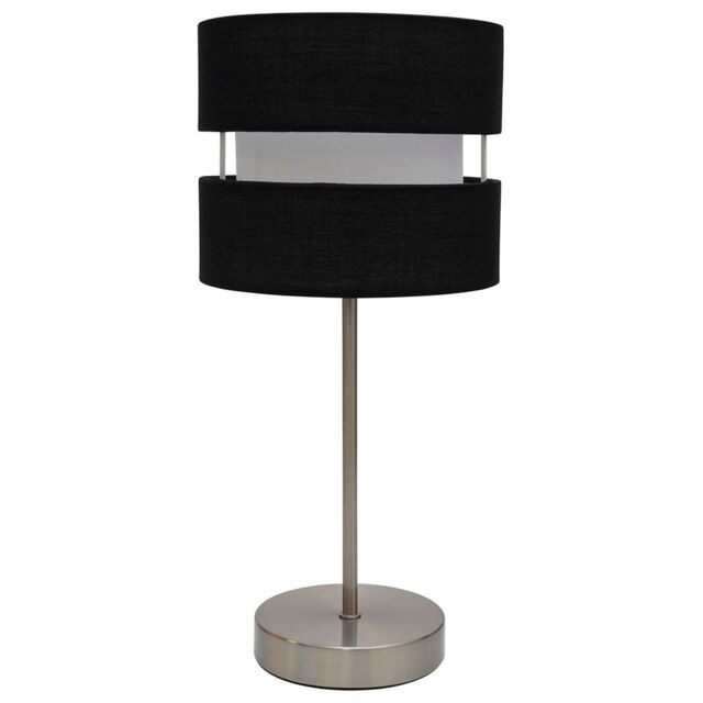 K LIVING Chrome Table Lamp Layer Fabric Lamp Shade Black - image 1