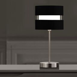 K LIVING Chrome Table Lamp Layer Fabric Lamp Shade Black - thumbnail 3