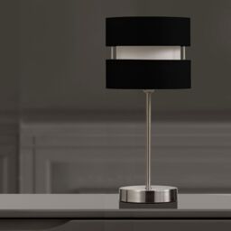K LIVING Chrome Table Lamp Layer Fabric Lamp Shade Black - thumbnail 2