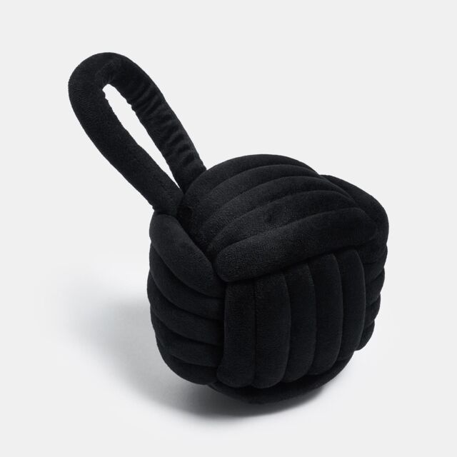 OHS Matte Velvet Rope Weighted Decorative Door Stop with Handle in Black - image 1