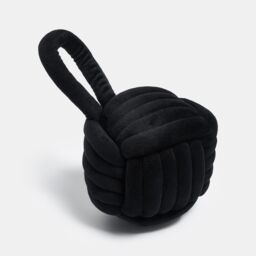 OHS Matte Velvet Rope Weighted Decorative Door Stop with Handle in Black - thumbnail 1