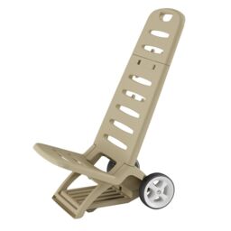 EONLION 2-in-1 Foldable Sun Lounger - Wheeled Recliner for Beach Pool in Beige - thumbnail 1