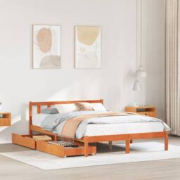 Berkfield Home Bed Frame without Mattress Wax Brown 120x190 cm Small Double Solid Wood Pine - thumbnail 1