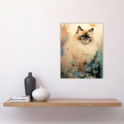 "Artery8 Wall Art Print Ragdoll Cat Pastel Colour Animal Portrait Poster Picture in Beige - Size: W24"" x H32""" - thumbnail 4