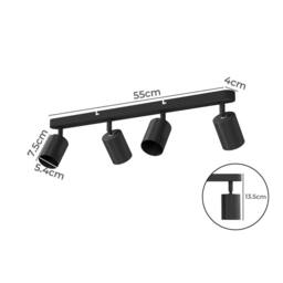 Emitto 4-Way Spotlight Ceiling Light Fully Adjustable Steel Modern Black GU10 - thumbnail 4