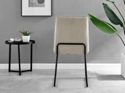 FurnitureboxUK Set of 2 Modern Chic Deep Padded Soft & Durable Stitched Fabric & Black Powder Coated Metal Leg Dining Chairs in Taupe - thumbnail 6