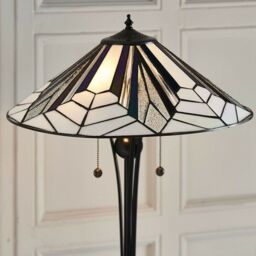 Loops 1.6m Tiffany Twin Floor Lamp Black Stem & Retro Stained Glass Shade i00003 - thumbnail 3