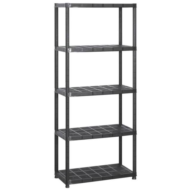 Berkfield Home Storage Shelf 5-Tier Black 284x38x170 cm Plastic - Size: 284 x 38 x 170 cm - image 1