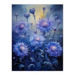 "Artery8 Wall Art Print Ethereal Cornflower Meadow in Blue & Purple Poster Picture - Size: W18"" x H24""" - thumbnail 1