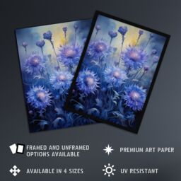 "Artery8 Wall Art Print Ethereal Cornflower Meadow in Blue & Purple Poster Picture - Size: W18"" x H24""" - thumbnail 2