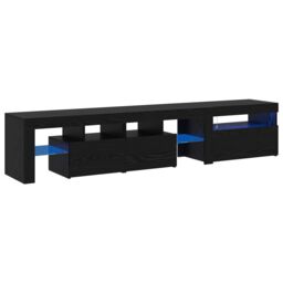 Berkfield Home TV Cabinets 2 pcs with LED Lights Black Oak Engineered Wood - thumbnail 2