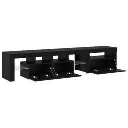 Berkfield Home TV Cabinets 2 pcs with LED Lights Black Oak Engineered Wood - thumbnail 5