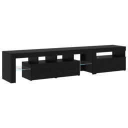 Berkfield Home TV Cabinets 2 pcs with LED Lights Black Oak Engineered Wood - thumbnail 8