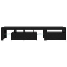 Berkfield Home TV Cabinets 2 pcs with LED Lights Black Oak Engineered Wood - thumbnail 9