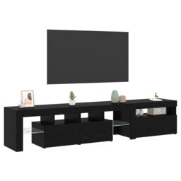 Berkfield Home TV Cabinets 2 pcs with LED Lights Black Oak Engineered Wood - thumbnail 3