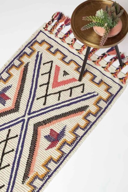 Homescapes Goa Multi Colour Kilim Runner Wool Rug 66 x 200 cm - Size: 66 cm x 200 cm - image 1