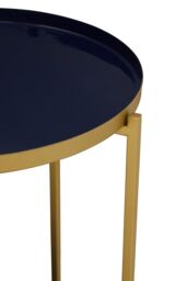 Orsina Versatile Two Tier Side Table, Small Side Table, Stylish Round Lounge Table, Brass Finish Bedside Table in Blue - thumbnail 3