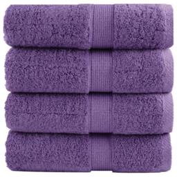 Berkfield Home Premium Soap Towels SOLUND 4 pcs Purple 30x30 cm 600 gsm - thumbnail 2