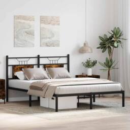 Berkfield Home Decorative Bed Frame without Mattress Smoked Oak 140x190 cm Engin in Brown - thumbnail 4