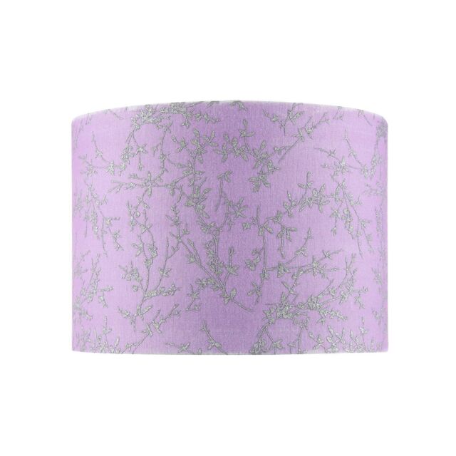 Happy Homewares Modern Soft Cotton Fabric Lamp Shade with Shiny Foil Floral Decoration in Lilac - Size: 10 inches - image 1