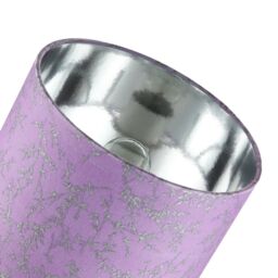 Happy Homewares Modern Soft Cotton Fabric Lamp Shade with Shiny Foil Floral Decoration in Lilac - Size: 10 inches - thumbnail 3