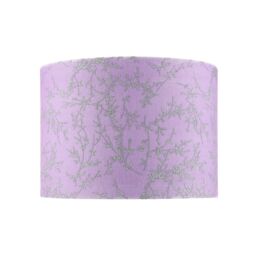 Happy Homewares Modern Soft Cotton Fabric Lamp Shade with Shiny Foil Floral Decoration in Lilac - Size: 10 inches - thumbnail 1