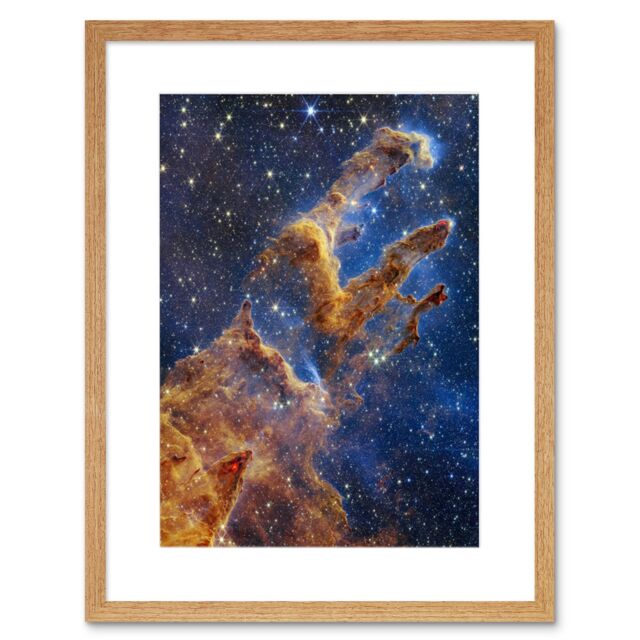 "Artery8 Wall Art Print NASA James Webb Space Telescope Pillars of Creation Eagle Nebula Artwork Framed 9X7 Inch in Beige - Size: W7"" x H9""" - image 1