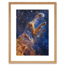 "Artery8 Wall Art Print NASA James Webb Space Telescope Pillars of Creation Eagle Nebula Artwork Framed 9X7 Inch in Beige - Size: W7"" x H9""" - thumbnail 1