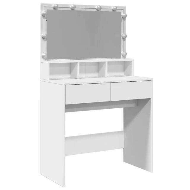 Berkfield Home Dressing Table with LED White 80x41x134.5 cm - image 1